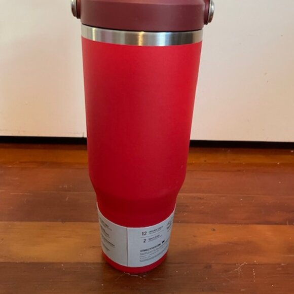 NEW Stanley Water Bottle COLD Tea Iceflow Flip Straw Tumbler Red 30 Oz - Picture 10 of 14